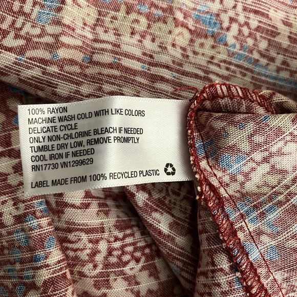 NEW Knox Rose Deep Hibiscus Boho Long Sleeve Paisley Rayon Button Blouse Large - Picture 6 of 6